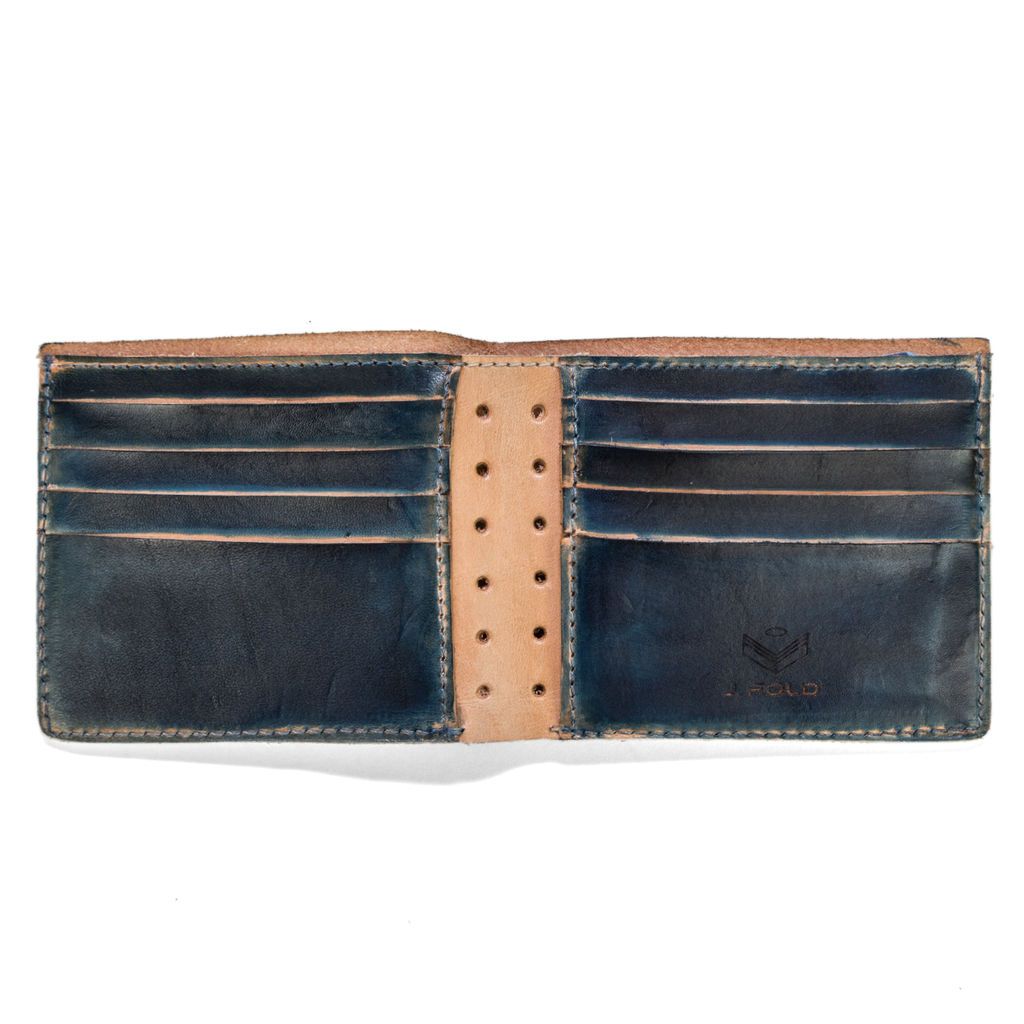 J.FOLD Hand Stained Leather Wallet - Navy